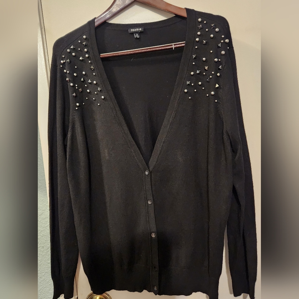 Torrid Elegant Black Studded Cardigan Sz 2